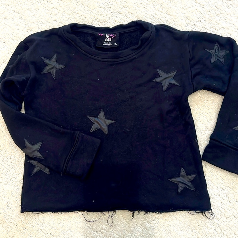 Flowers by Zoe FBZ cropped long sleeve tee with embroidered patches
